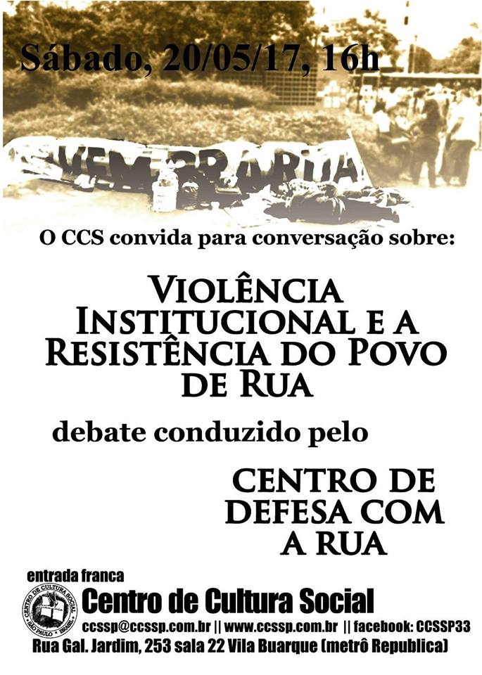 [SP] CCS – Violência institucional e a Resistência do Povo de Rua