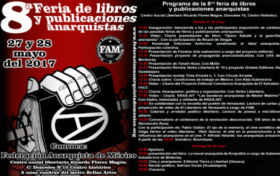 [México] Programa da 8° Feira dos Livros e Publicações Anarquistas